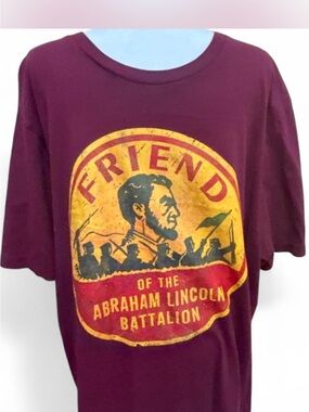Canvas Maroon T-Shirt with Yellow Lincoln Graphic big and tall fun graphic